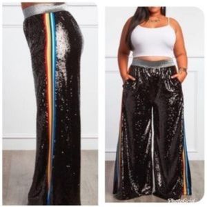 Breathtaking Glam Sequin Wideleg Pants